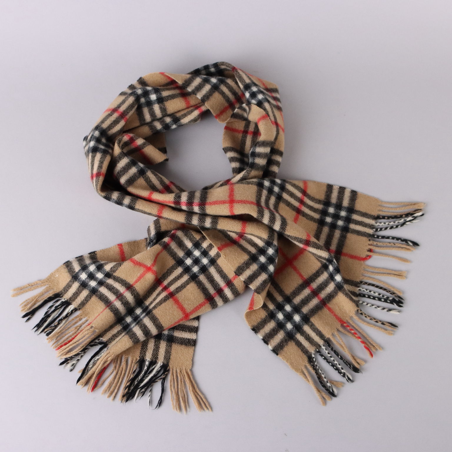 Vintage Scarf by Burberry s from the 1990s Squared Pattern Cachemire