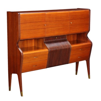 Meuble Bar Vintage O. Borsani des Années 50 Plaqué en Bois Exotique