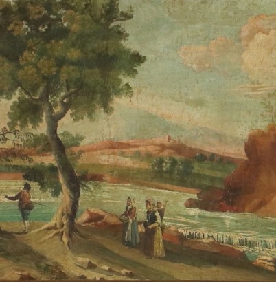 Kunst, italienische Kunst, italienische Malerei des 19. Jahrhunderts, Landschaft mit Figuren