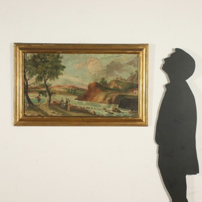 Kunst, italienische Kunst, italienische Malerei des 19. Jahrhunderts, Landschaft mit Figuren