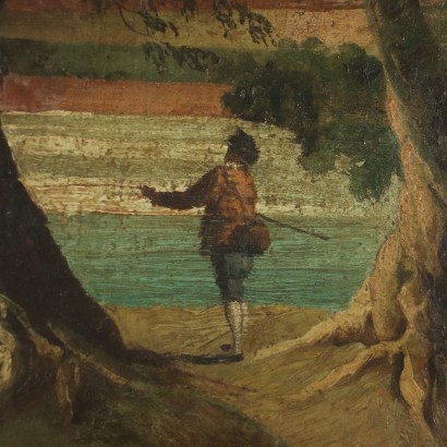 Kunst, italienische Kunst, italienische Malerei des 19. Jahrhunderts, Landschaft mit Figuren
