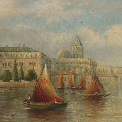 Tableau Ancien James Salt Aperçu de Vénise '800 Huile sur Toile
