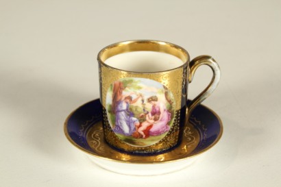 Tasse avec soucoupe, antiquités, poterie, porcelaine, Angela Kauffmann, décalque, fin 800, fin du XIXème siècle, décalque, Vienne, Autriche