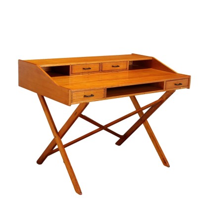 Bureau Vintage Cantieri Carugati des Années 50 Plaqué en Noyer