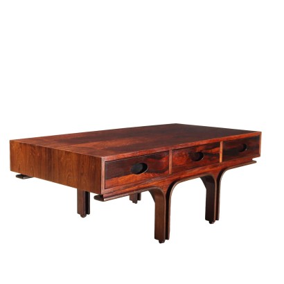 Table Basse Vintage à 3 Tiroirs G. Frattini pour Bernini Années 60