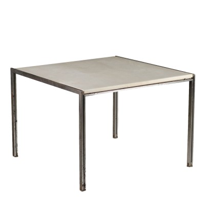 Table Vintage Ross Littel pour ICF Années 60 Mabre Blanc Acier