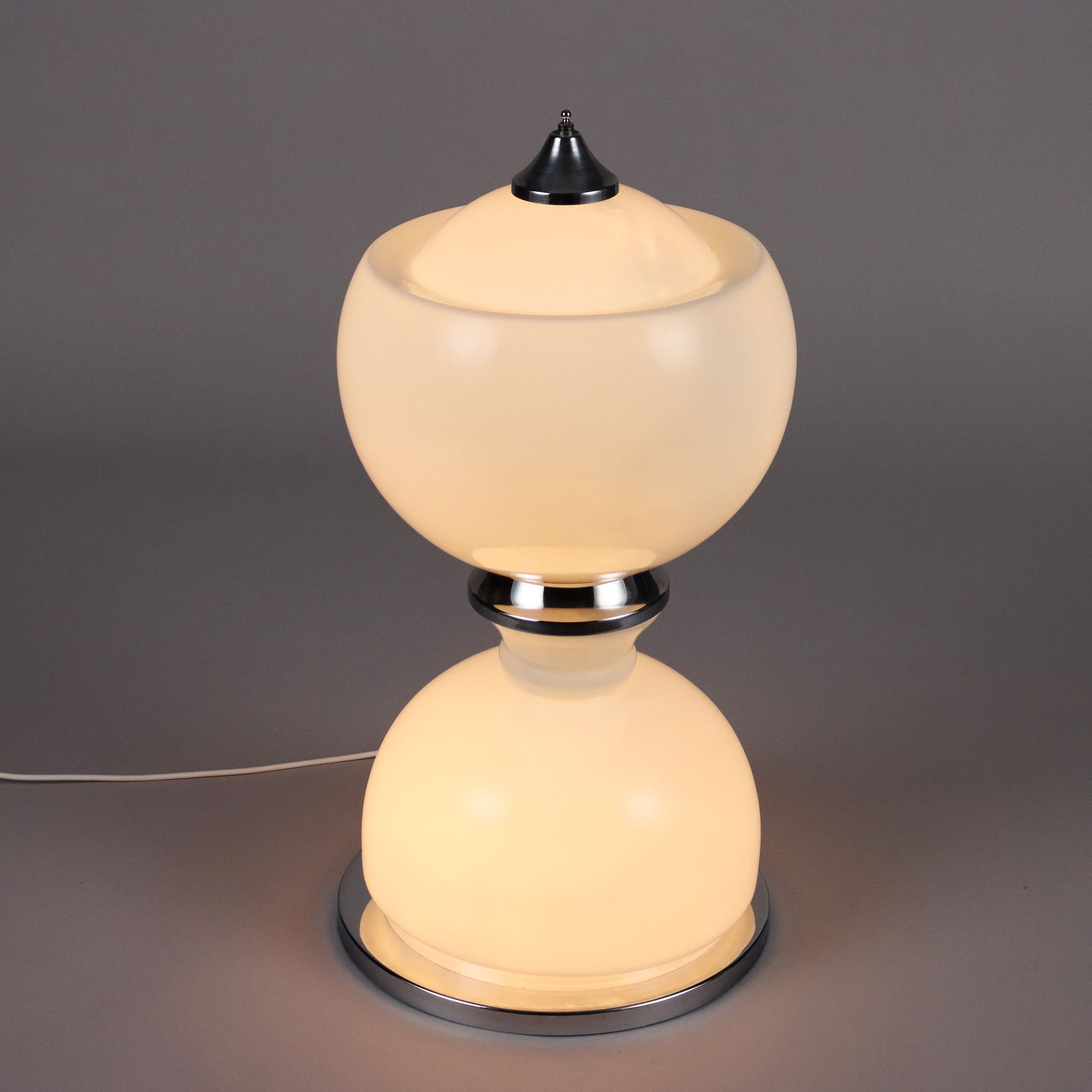 Lampada Vintage da Tavolo Anni 60-70 Alluminio Cromato Vetro Lumi