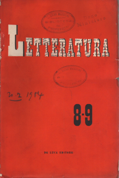 Letteratura, anno II - marzo/giugno 1954 - n.8/9