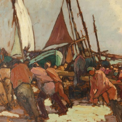 Pintar barcos con pescadores