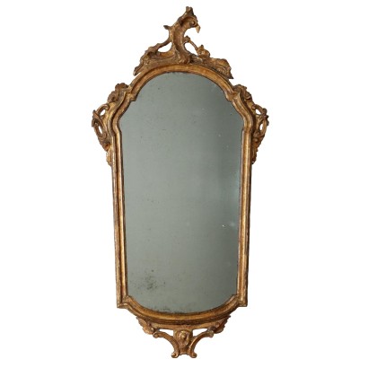 Miroir Rococo Ancien Italie Moitié du XVIIIe Siècle