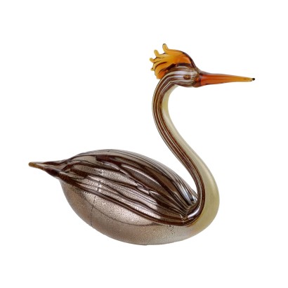 Sculpture Vintage Oiseau d'Eau S. Costantini Années 80 Verre