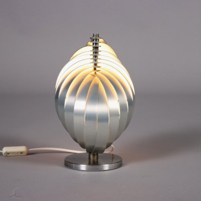Lampe de Table Vintage Moon H. Mathieu Années 70 Aluminium Chromé