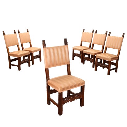 Gruppo di Sei Sedie Barocche