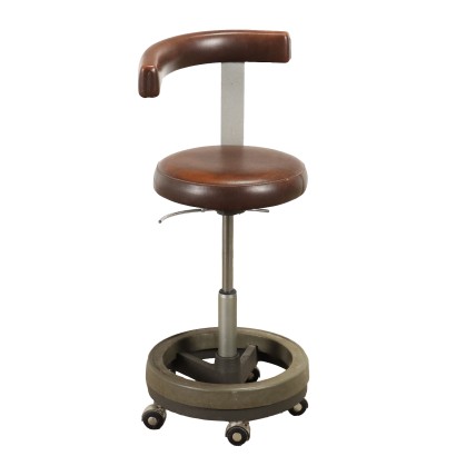 Vintage Dentist's Stool from the 70s-80s Metal Leatherette