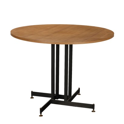 Table Vintage des Années 60 Métal Émaillé Laiton Laminé