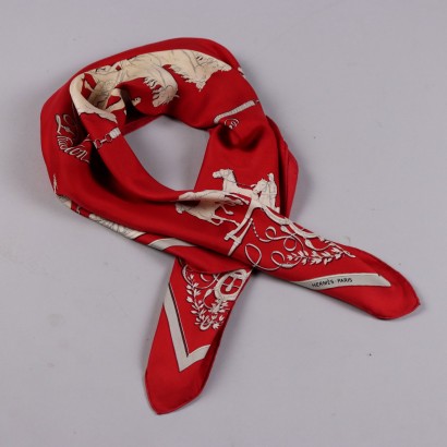 Foulard Hermes Phaeton Vintage Rosso