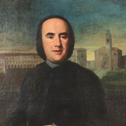 Tableau Ancien Portrait d'un Clergé '800 École Lombarde Huile