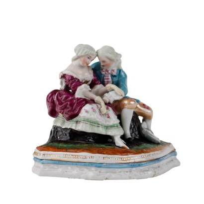 Ancient Inkwell The Old Paris 1860 Porcelain Elegant Scene