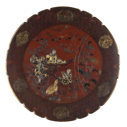 Assiette Ancienne Époque Meiji 1868-1912 Bronze Scène Iohan