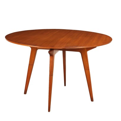 Vintage 1950s Table Teak Veneered Wood Painted Beech Base