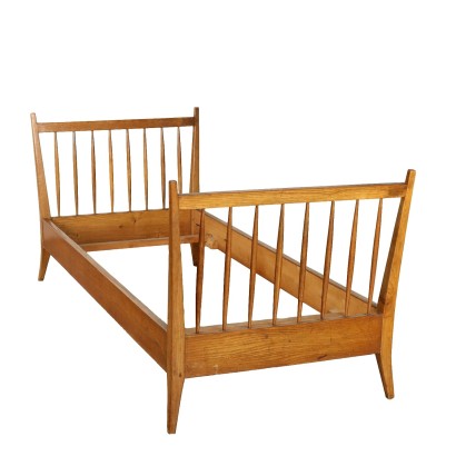 Vintage 1950s Single Bed Oak Wood Structure Italy