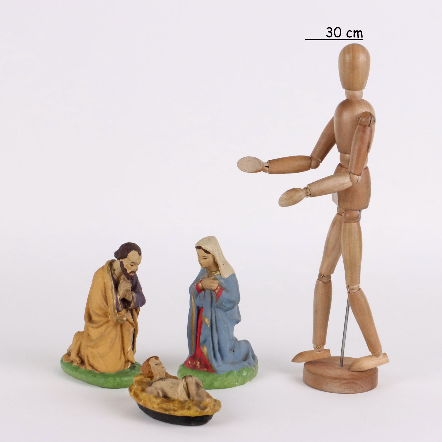 Statuine Presepe In Gesso Vecchie Presepe Antico Italia Prima Metà '900 Statuine in Gesso Dipinto a Mano