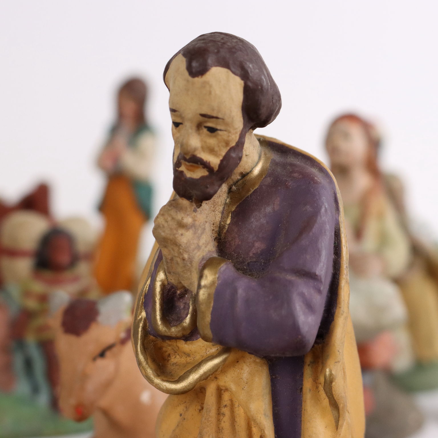 Statuine Presepe In Gesso Vecchie Presepe Antico Italia Prima Metà '900 Statuine in Gesso Dipinto a Mano