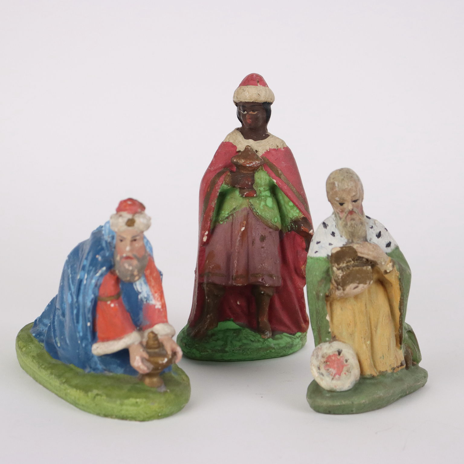 Statuine Presepe In Gesso Vecchie Presepe Antico Italia Prima Metà '900 Statuine in Gesso Dipinto a Mano