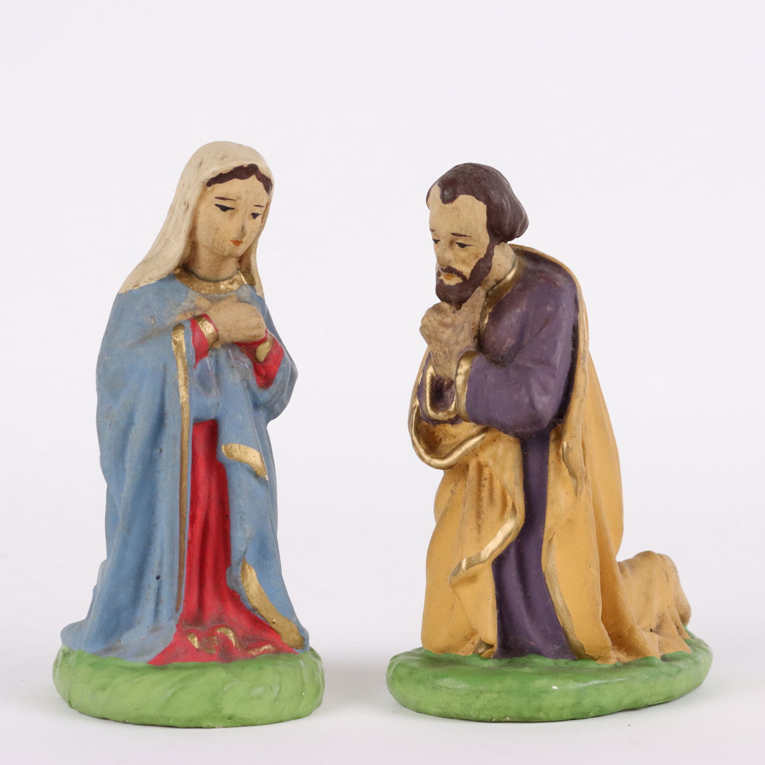 Statuine Presepe In Gesso Vecchie Presepe Antico Italia Prima Metà '900 Statuine in Gesso Dipinto a Mano