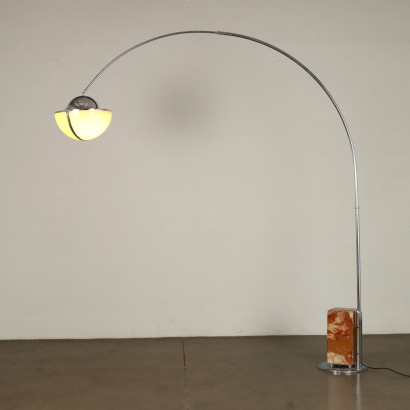Lampe Vintage à Arc des Années 60-70 Marbre Acier Chromé