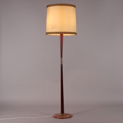 Vintage Lampe aus Buchenholz Marmorbasis der 50er-60er Jahre