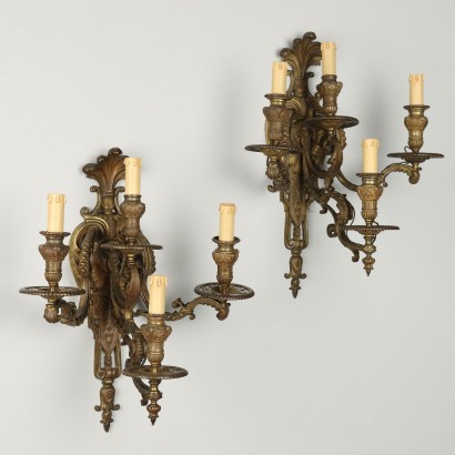 Pair of Antique Wall Lamps Neoclassical Style Italy XX Century
