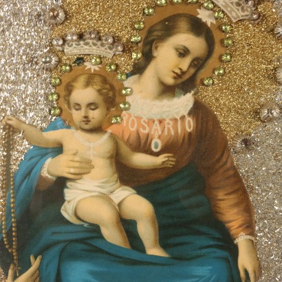 Cromolitografia Madonna del Rosario