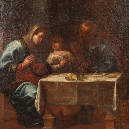 Dipinto con La Sacra Famiglia a Tavola