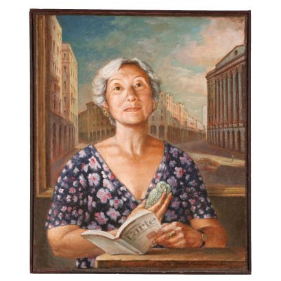 Zeitgenössisches Gemälde von E. Salvestrini Porträt Öl auf Leinwand