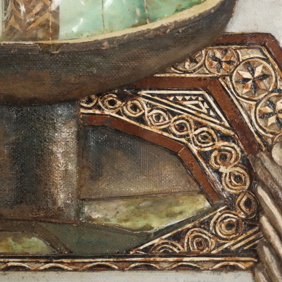 Peinture tridimensionnelle en techniques mixtes, aperçu du cloître de la cathédrale de Monr