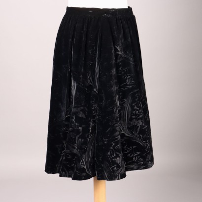 Vintage Skirt Black Velvet with Zip UK Size 14 Italy