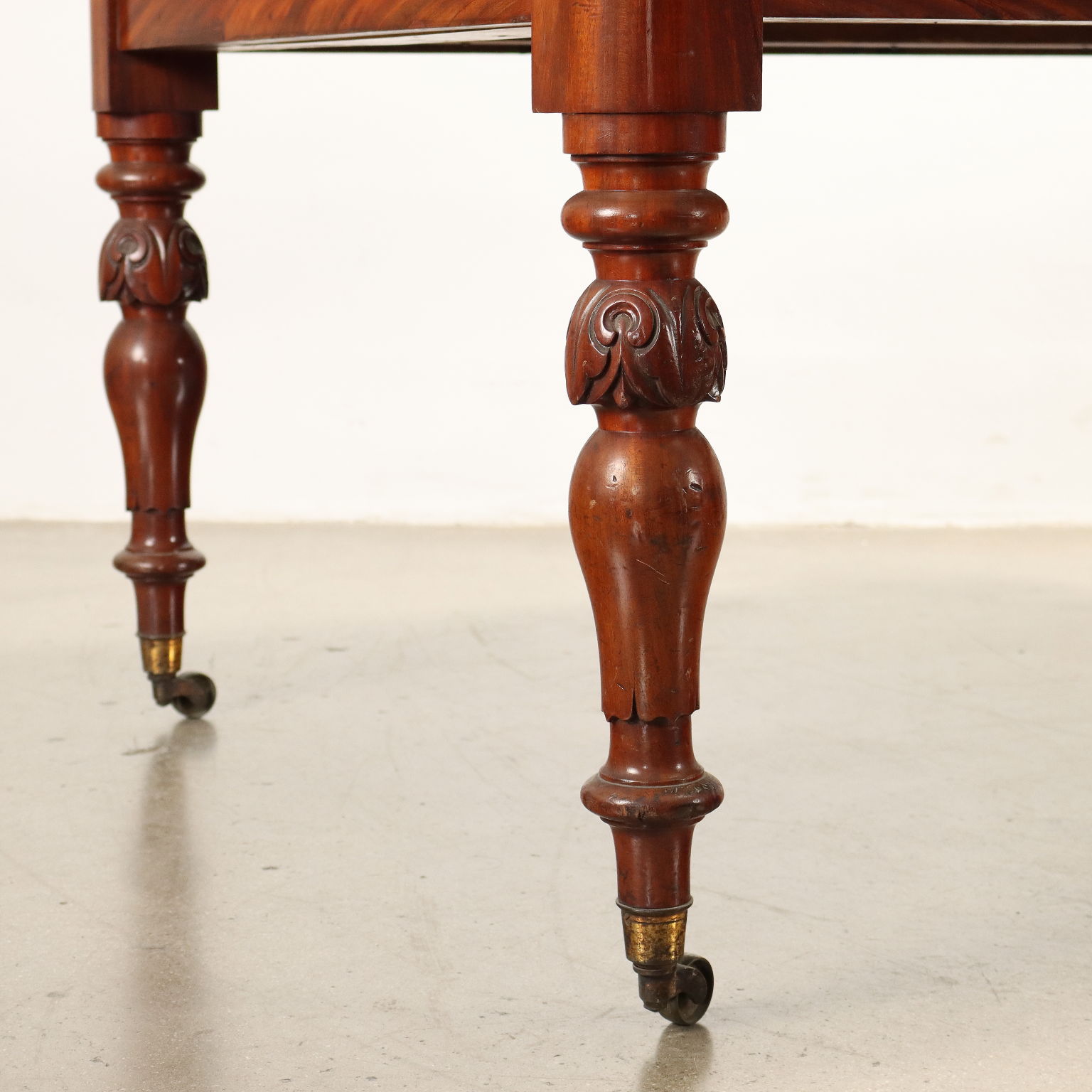 Antique Extendable Table Mahogany with Wheels Italy XX Century