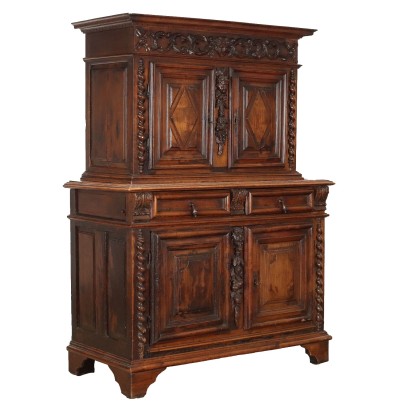 Antique Neo-Renaissance Cupboard with Étagère Wood France 800