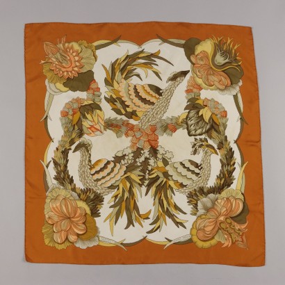 Foulard Hermès Vintage en Soie Couleur Caramel France Années 70