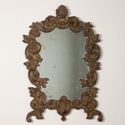 Miroir Ancien Style Baroque en Métal Italie XXe Siècle