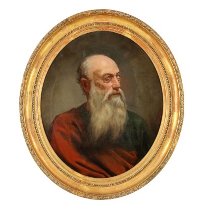 Antique Painting with Portrait of a Philosopher Italy 1875