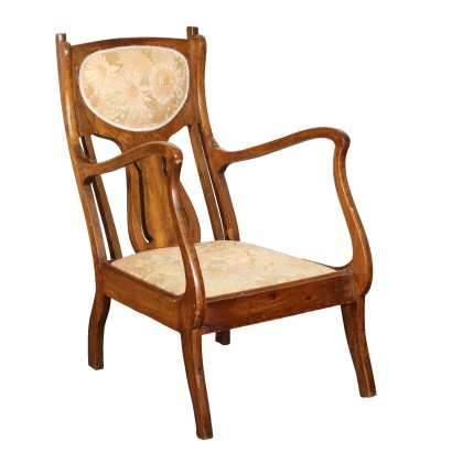 Fauteuil Ancien Art Nouveau Acajou Italie XXe Siècle