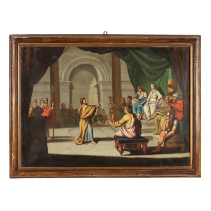 Antikes Gemälde mit Historischem Subjekt Öl auf Leinwand XVIII Jhd