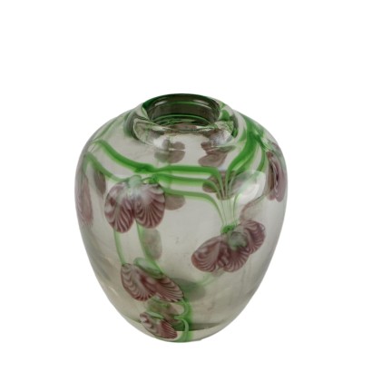 Vase Ancien en Verre Decoré à Fleurs Europe XXe Siècle