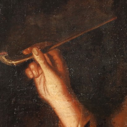 Painting of Young Man Lighting a Pipe