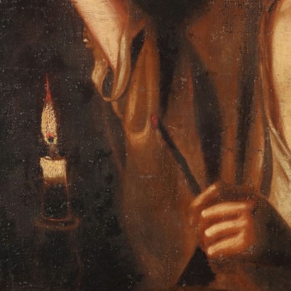 Painting of Young Man Lighting a Pipe