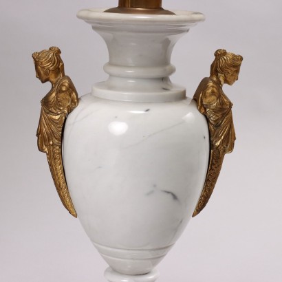 Pair of White Marble Lamps and
