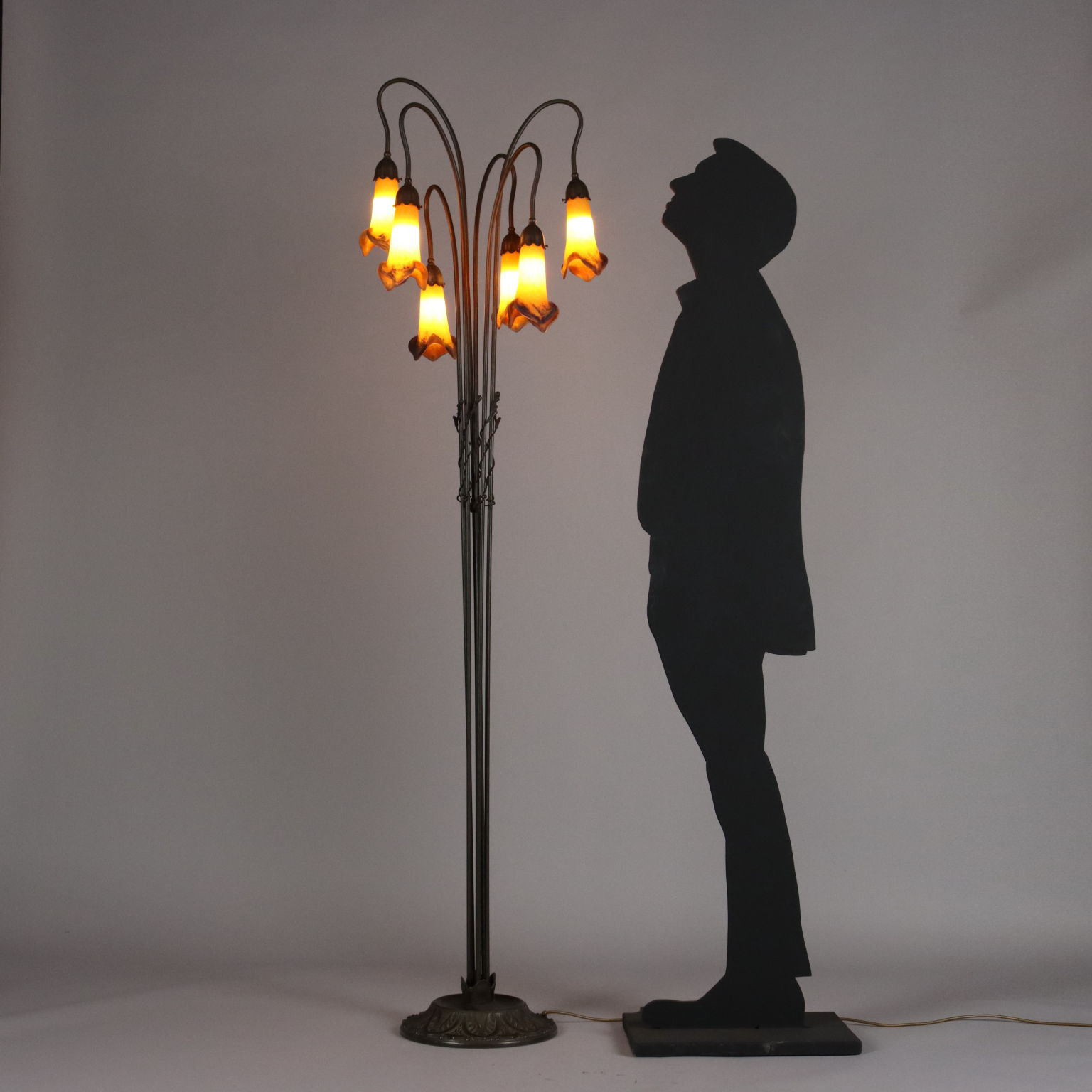 Antique Floor Lamp Art de France Glass Metal France XX Century Antique Floor Lamp Art de France Glass Metal France XX Century