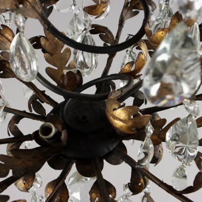 Sheet metal and glass chandelier